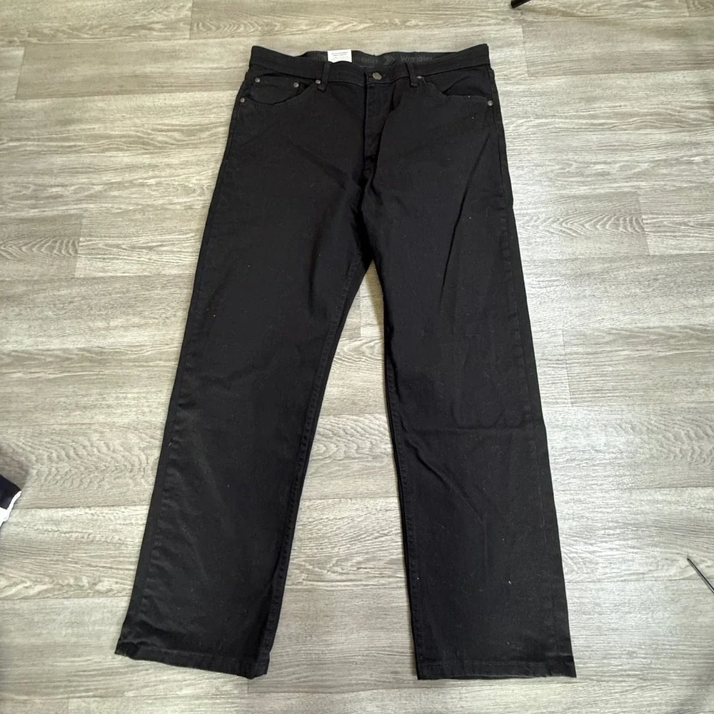 Wrangler Authentics Mens Straight Leg Black Jeans 36x29 10ZM1CSCB